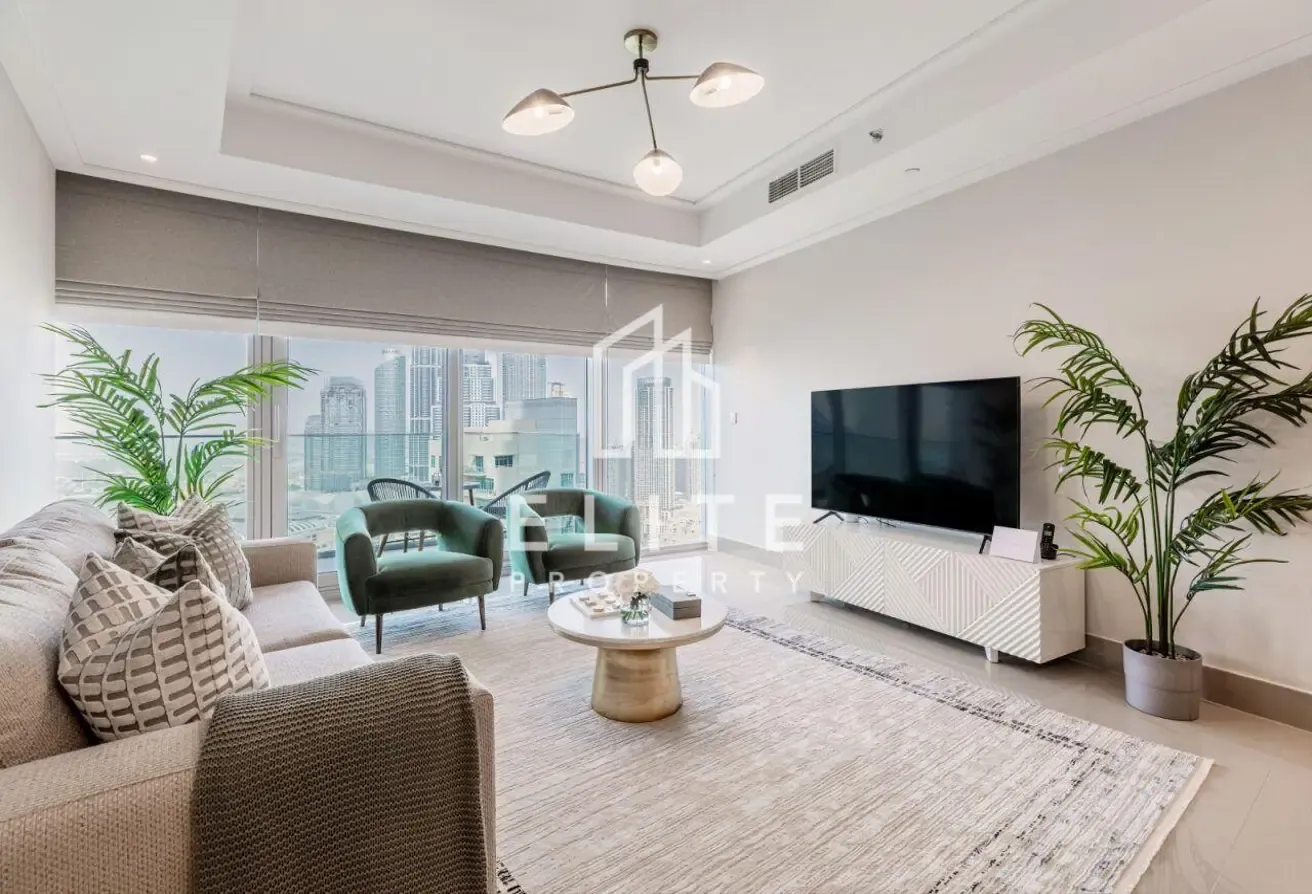 Furnished 3BR +Maid, High Floor, Burj Khalifa View