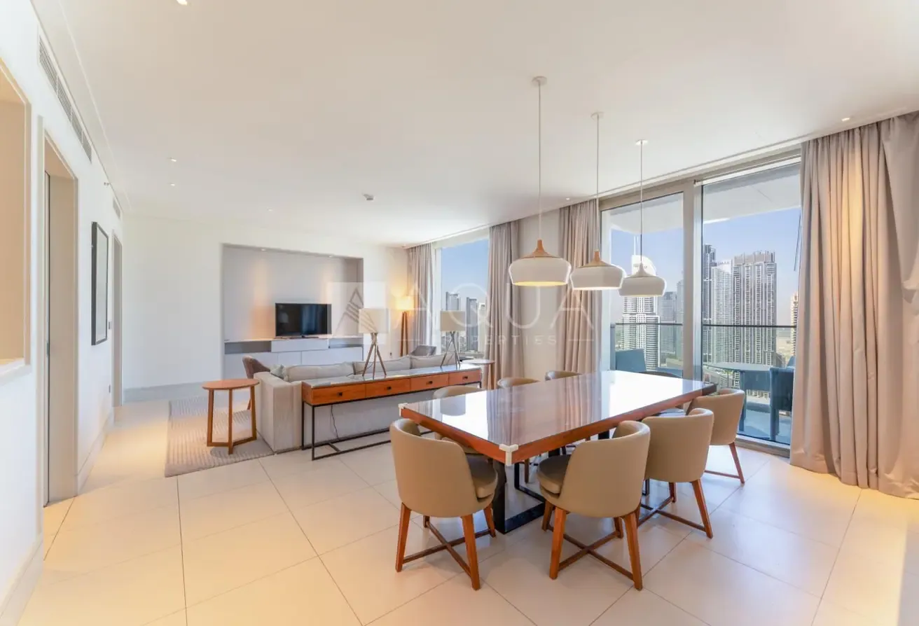 Furnished 3BR+M | Burj Khalifa View | High Floor